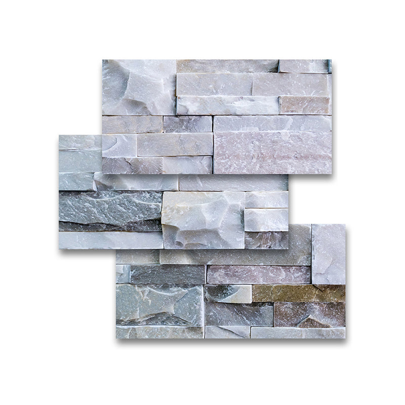 Modern Grey PVC Peel and Stick Tiles Rectangular Stacked Stone Mosaic Tile