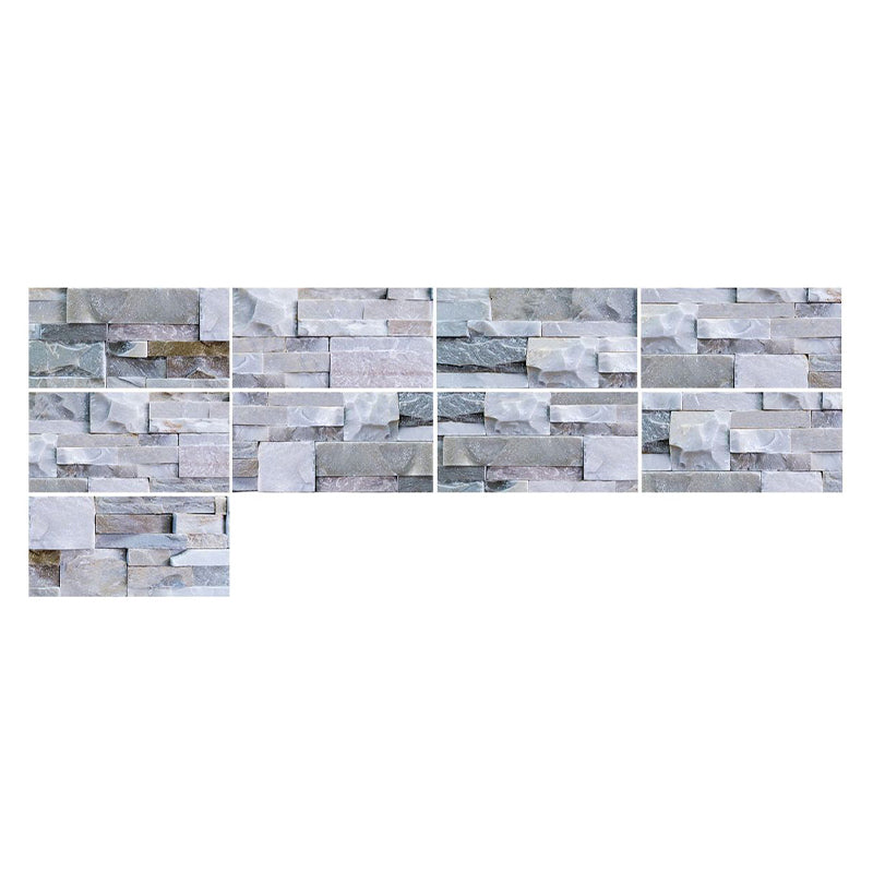 Modern Grey PVC Peel and Stick Tiles Rectangular Stacked Stone Mosaic Tile