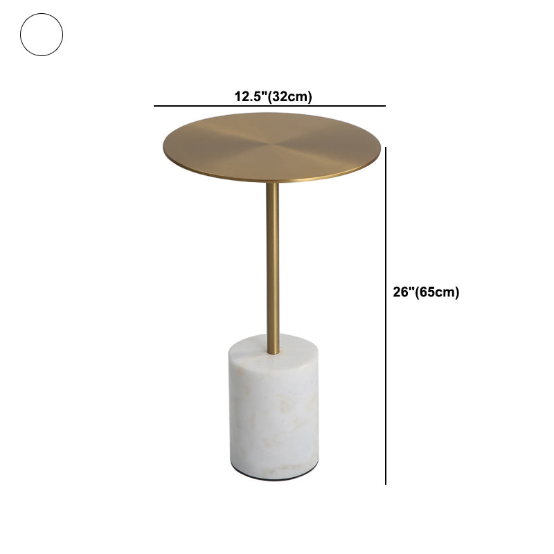 Marble Pedestal End Table Metal Black/ Gold Round Side End Table