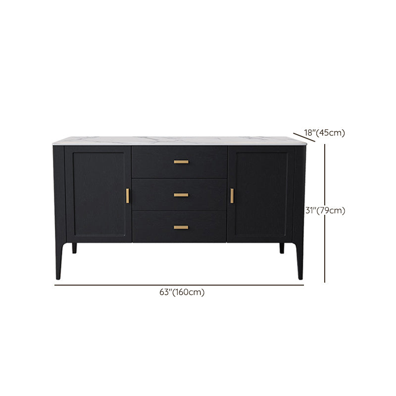 Modern Wood Sideboard Buffet 3 Drawers and 2 Doors Cabinets Buffet Sideboard