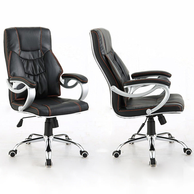 27 Inch Wide Contemporary Desk Chair Black Leather Office Chair