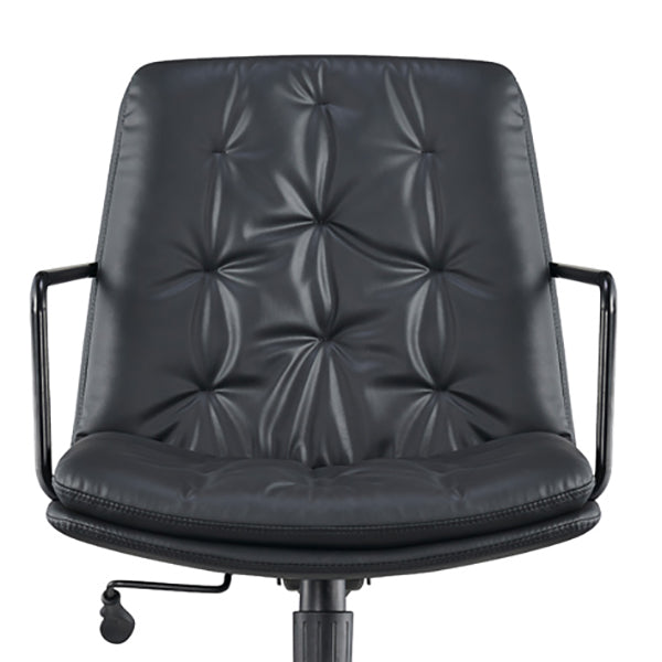 Mid Back Swivel Chair Modern Faux Leather Office Chair with Tufted