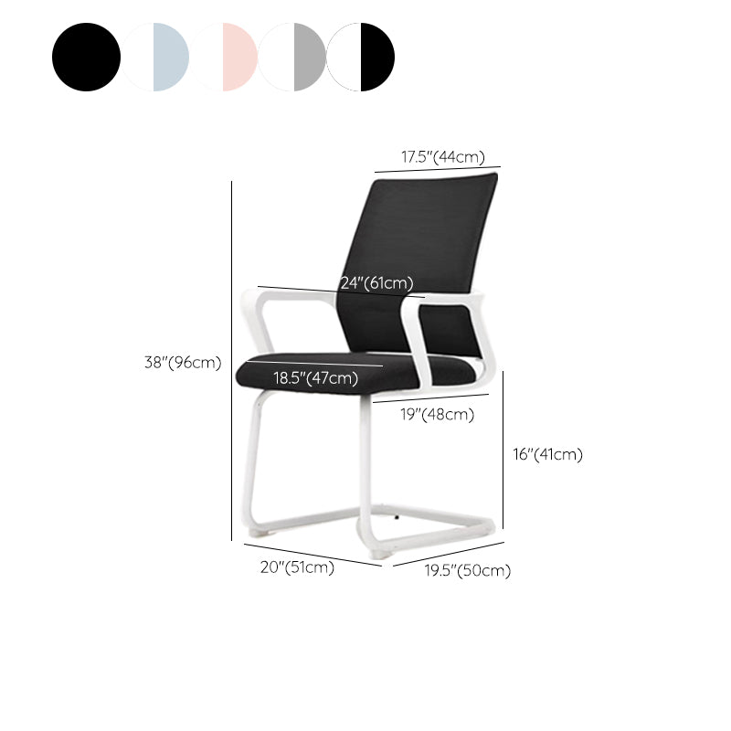 Modern Fixed Arms Desk Chair Mid Back Ergonomic Mesh Task Chair