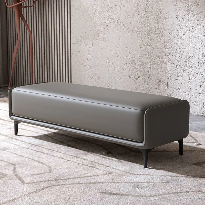 Contemporary Upholstered Bench Rectangle Bedroom Accent Bench with Black Legs