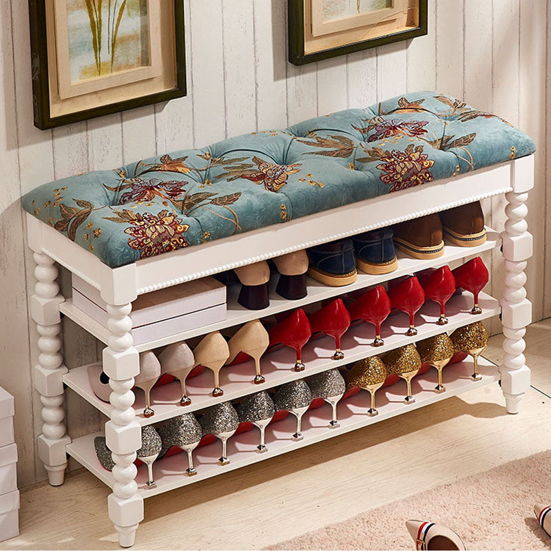 Upholstered Shelves Seating Bench Cushioned Entryway and Bedroom Bench with Legs