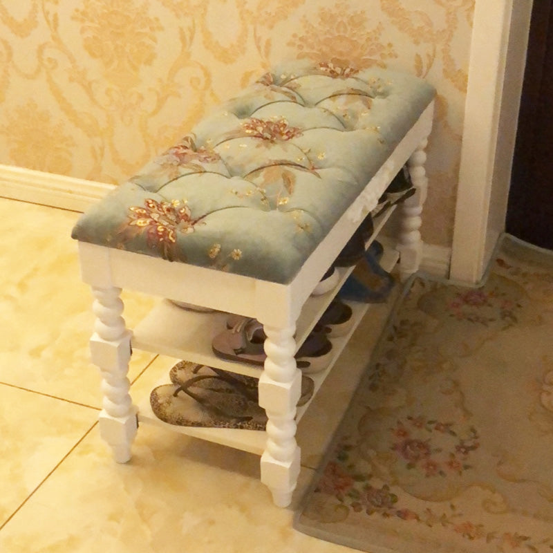 Upholstered Shelves Seating Bench Cushioned Entryway and Bedroom Bench with Legs