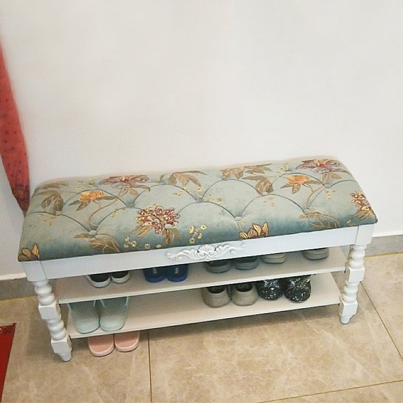 Upholstered Shelves Seating Bench Cushioned Entryway and Bedroom Bench with Legs