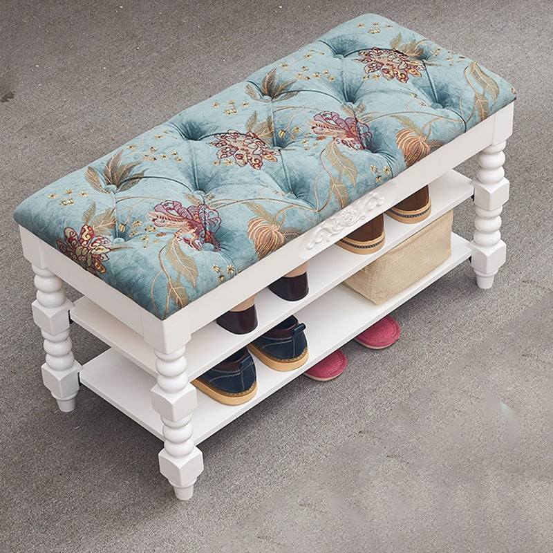 Upholstered Shelves Seating Bench Cushioned Entryway and Bedroom Bench with Legs