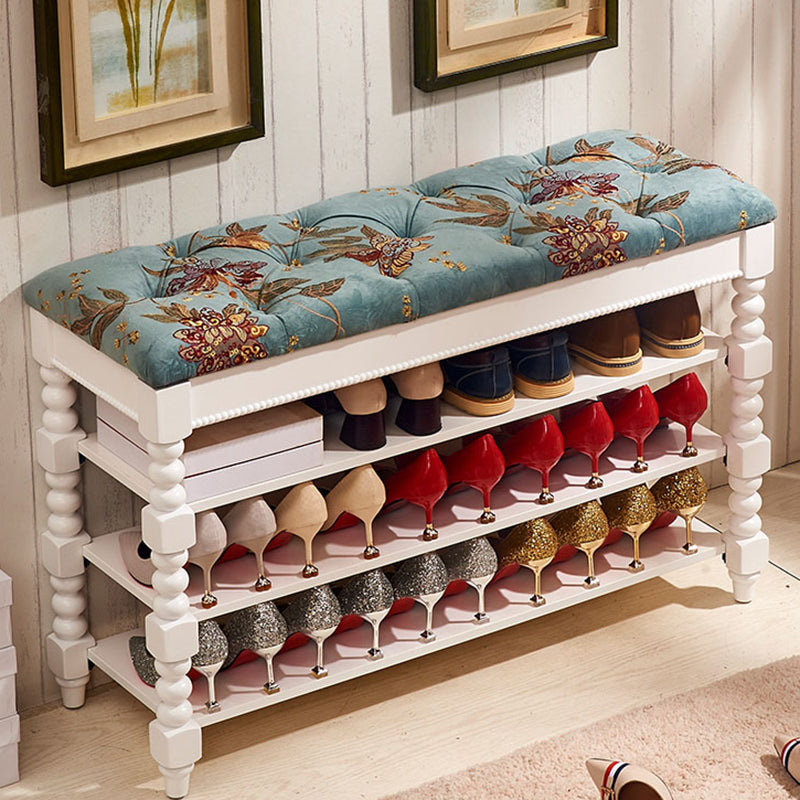 Upholstered Shelves Seating Bench Cushioned Entryway and Bedroom Bench with Legs