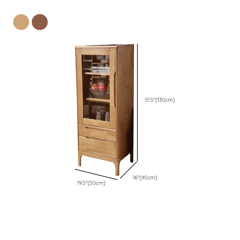 1 - Door and 2 - Drawer Storage Cabinet Wood 15.7" D Chest with Glass Door