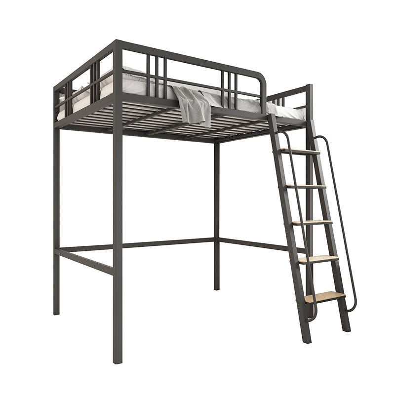 Modern High Loft Bed Guardrail Included Metal Bed Frame with Built-In Ladder