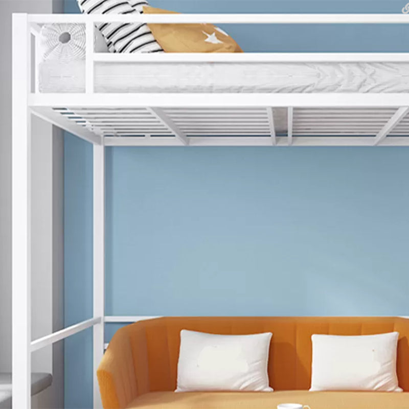 Modern High Loft Bed Guardrail Included Metal Bed Frame with Built-In Ladder