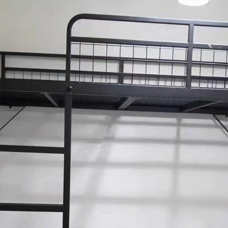 Modern High Loft Bed Guardrail Included Metal Bed Frame with Built-In Ladder