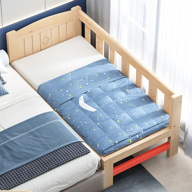 Modern Solid Wood Standard Bed Open-Frame Kids Bed with Guardrail