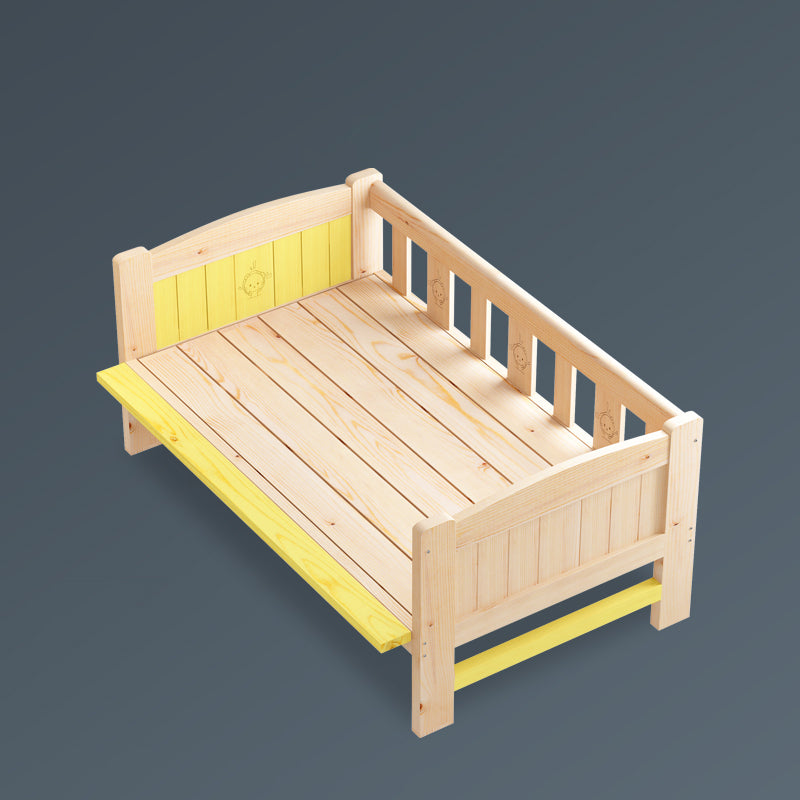 Modern Solid Wood Standard Bed Open-Frame Kids Bed with Guardrail