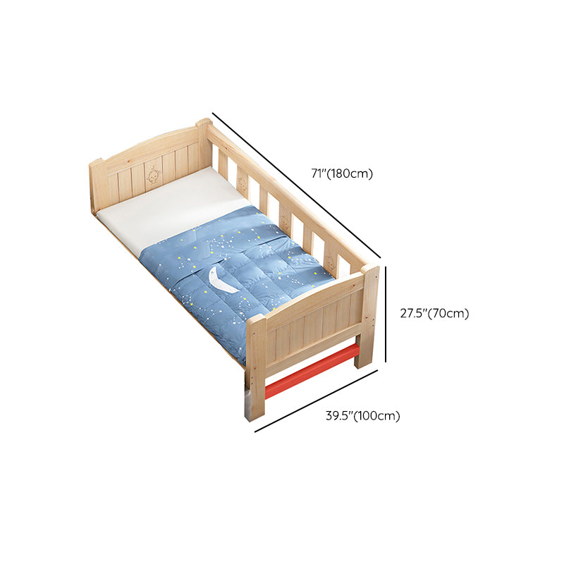 Modern Solid Wood Standard Bed Open-Frame Kids Bed with Guardrail