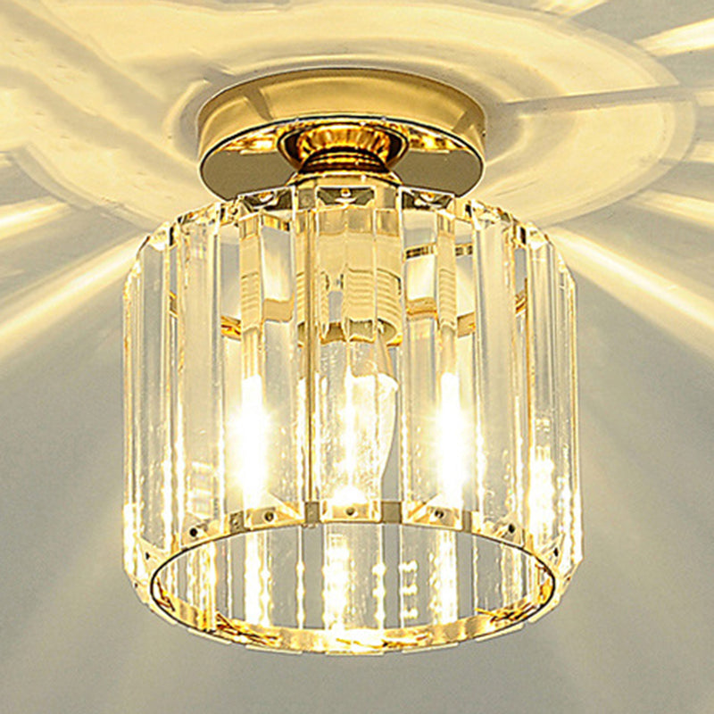 Contemporary Ceiling Lamp Crystal Shade Flush Mount Light Fixture