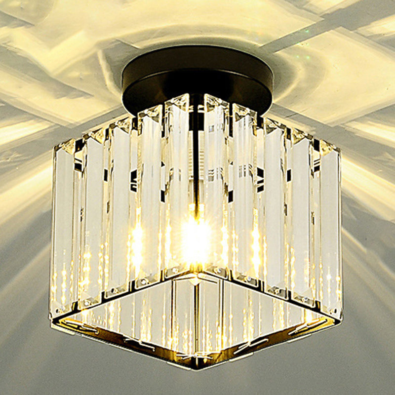 Contemporary Ceiling Lamp Crystal Shade Flush Mount Light Fixture