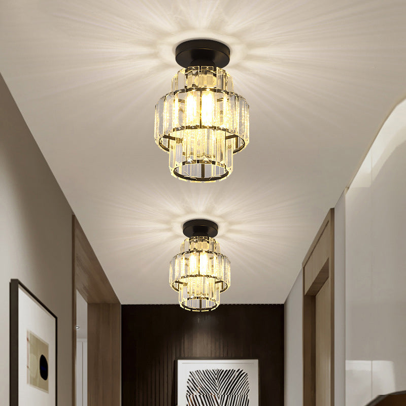 Contemporary Ceiling Lamp Crystal Shade Flush Mount Light Fixture