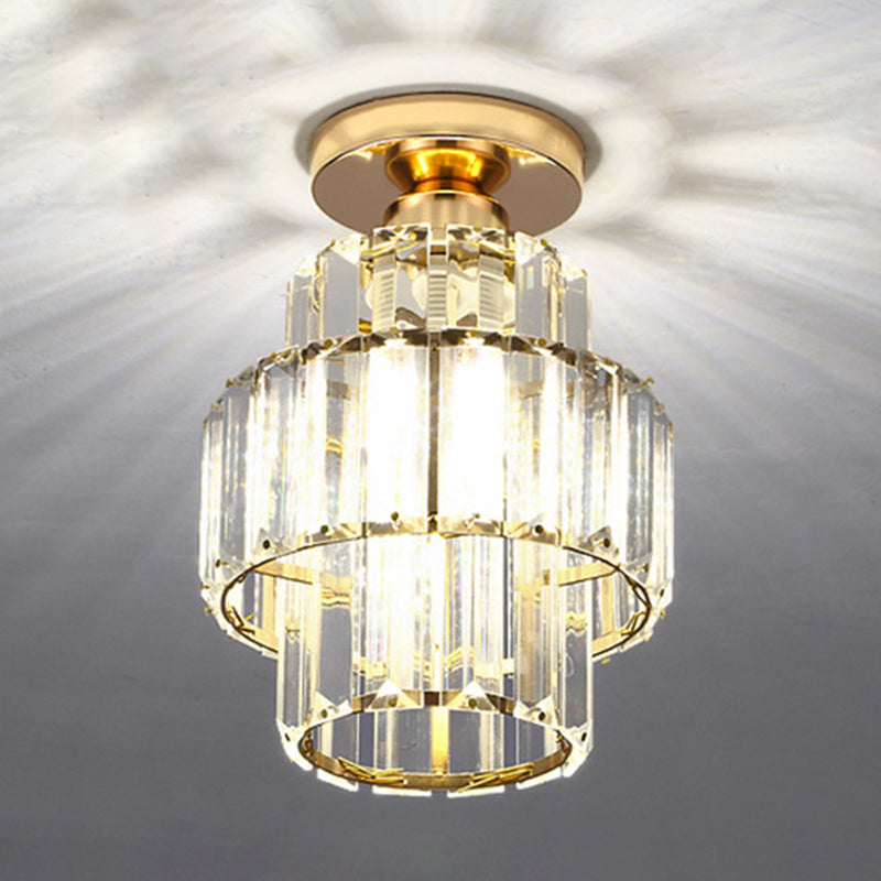 Contemporary Ceiling Lamp Crystal Shade Flush Mount Light Fixture