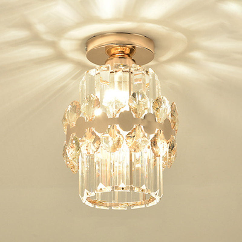 Contemporary Ceiling Lamp Crystal Shade Flush Mount Light Fixture