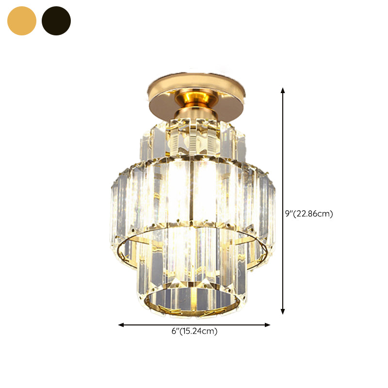 Contemporary Ceiling Lamp Crystal Shade Flush Mount Light Fixture