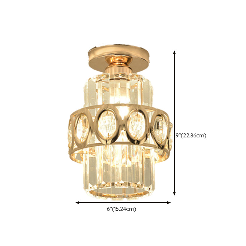 Contemporary Ceiling Lamp Crystal Shade Flush Mount Light Fixture