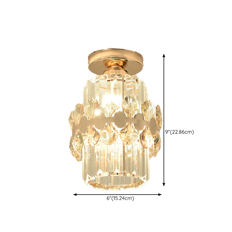 Contemporary Ceiling Lamp Crystal Shade Flush Mount Light Fixture