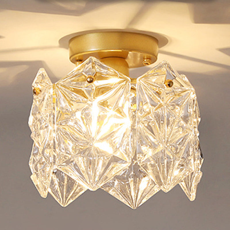 1-Light Flush Mount Modern Crystal Flush Mount Ceiling Light