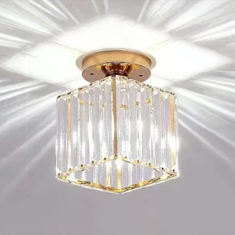 1-Light Flush Light Modern Crystal Flush Mount Ceiling Light