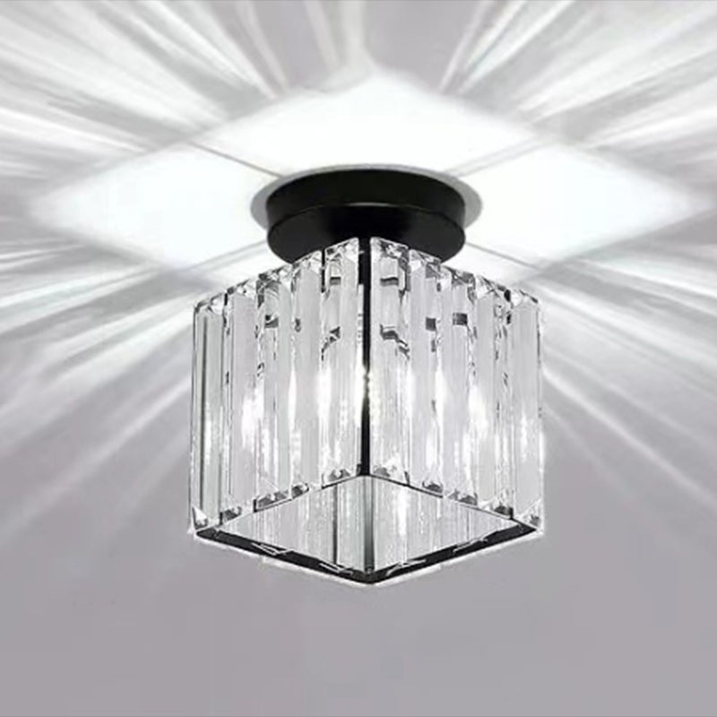 1-Light Flush Light Modern Crystal Flush Mount Ceiling Light