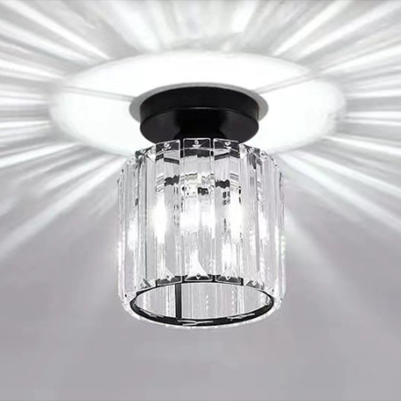 1-Light Flush Light Modern Crystal Flush Mount Ceiling Light