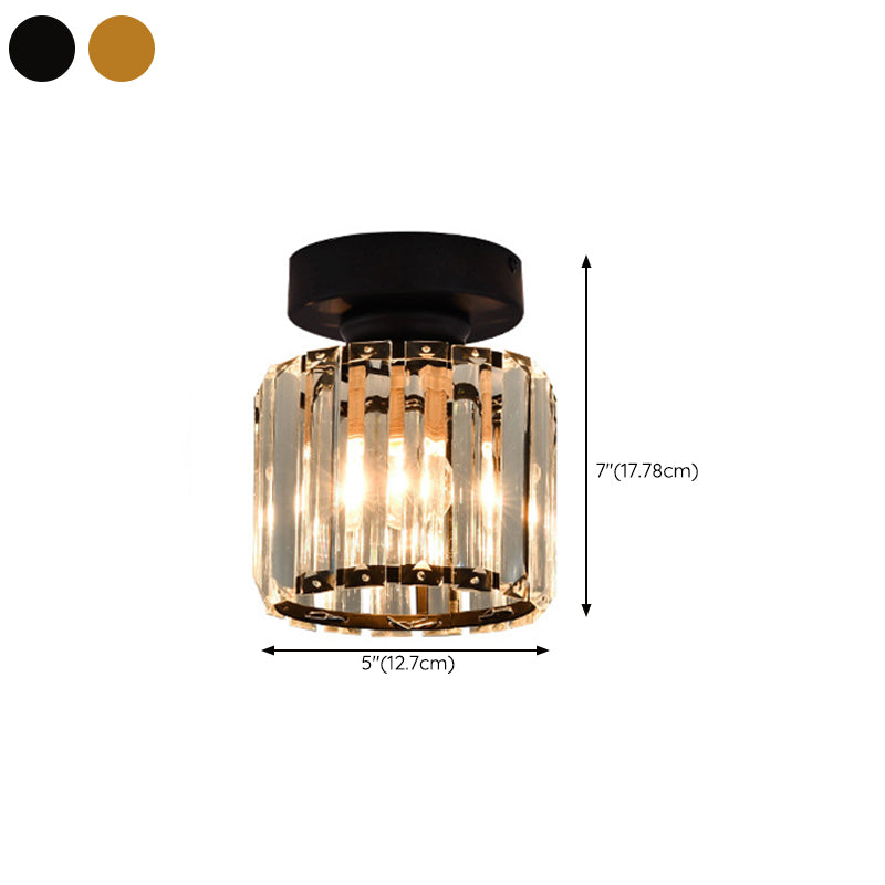 1-Light Flush Light Modern Crystal Flush Mount Ceiling Light