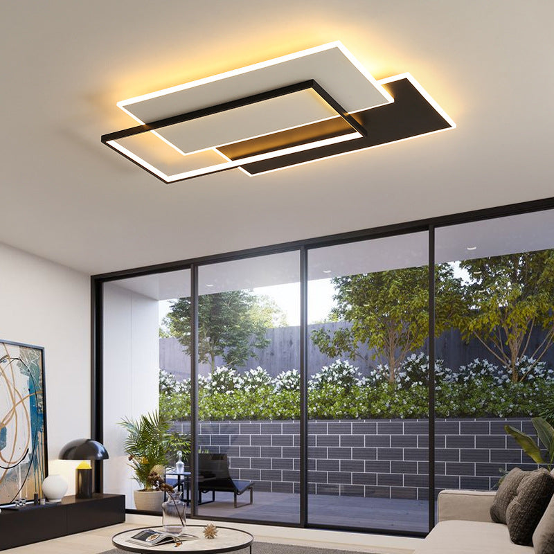 Multiple-Light Rectangular Flush Mount Lighting Modern Metal Ceiling Lighting