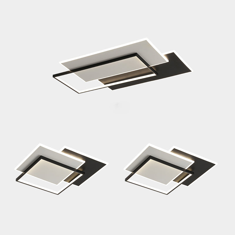 Multiple-Light Rectangular Flush Mount Lighting Modern Metal Ceiling Lighting