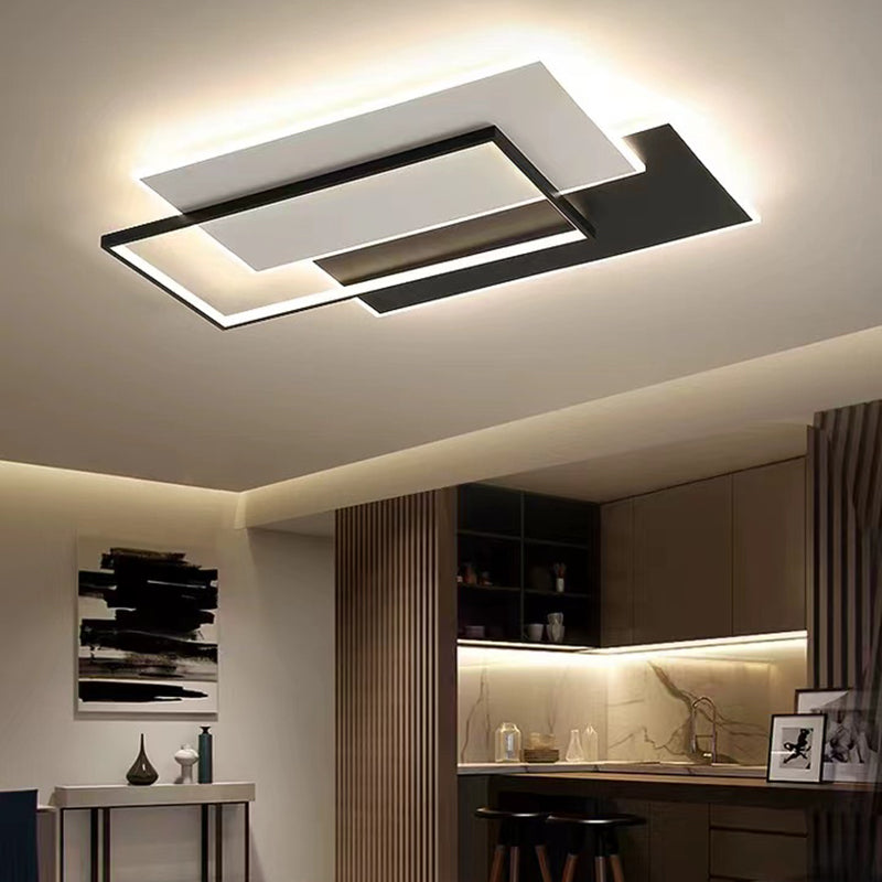 Multiple-Light Rectangular Flush Mount Lighting Modern Metal Ceiling Lighting