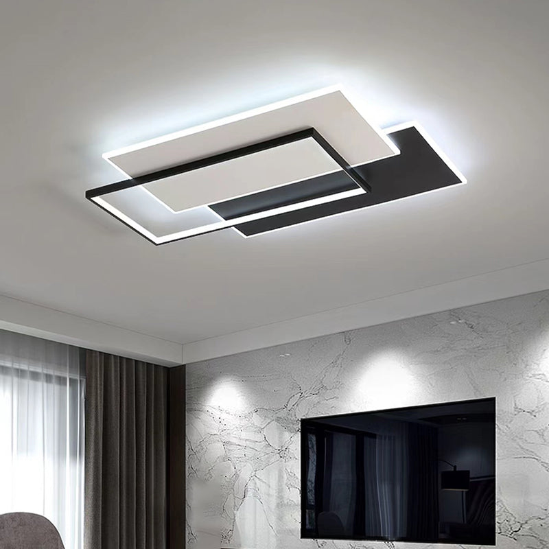 Multiple-Light Rectangular Flush Mount Lighting Modern Metal Ceiling Lighting