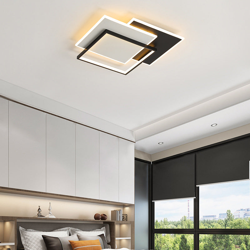 Multiple-Light Rectangular Flush Mount Lighting Modern Metal Ceiling Lighting