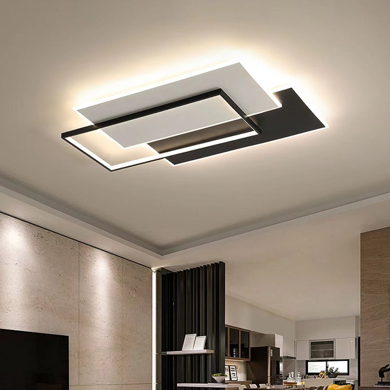 Multiple-Light Rectangular Flush Mount Lighting Modern Metal Ceiling Lighting