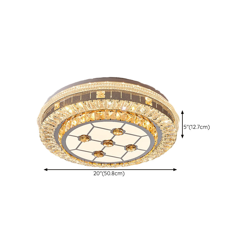 Modern Round Crystal Flush Mount Stainless Steel Ceiling Flush Light Fixture