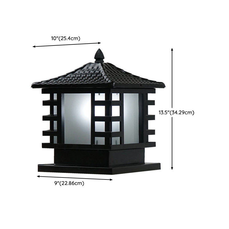 Square Waterproof Pillar Lamp Black Solar Outdoor Lights for Garden