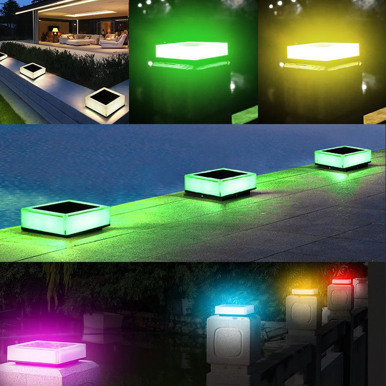 Modern Simple Solar Energy Pillar Lamp Square Shape Pillar Light for Outdoor