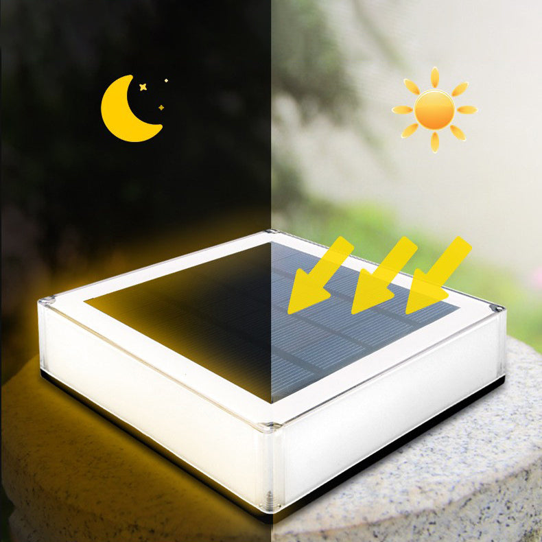 Modern Simple Solar Energy Pillar Lamp Square Shape Pillar Light for Outdoor