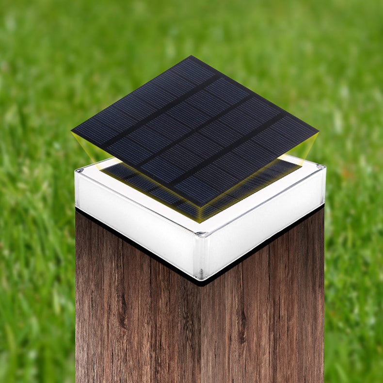 Modern Simple Solar Energy Pillar Lamp Square Shape Pillar Light for Outdoor