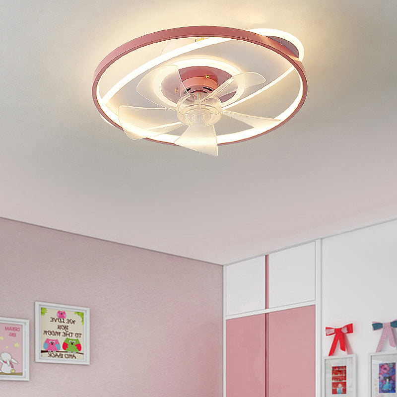 Nordic Style Ceiling Fan Lamp Colorful Ellipse Shape Ceiling Fan Light for Children's Room