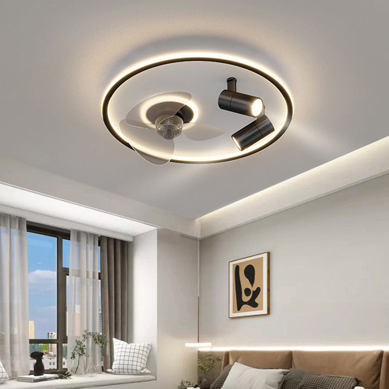 3-Blade LED Ceiling Fan Modernism Metallic Polish Finish Fan with Light for Room