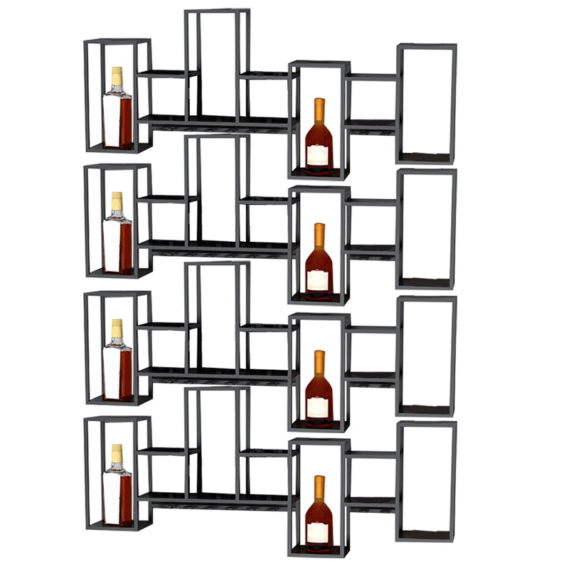 Industrial Metal Wine Holder Rack Wall Mounted Wine Jail with Shelf