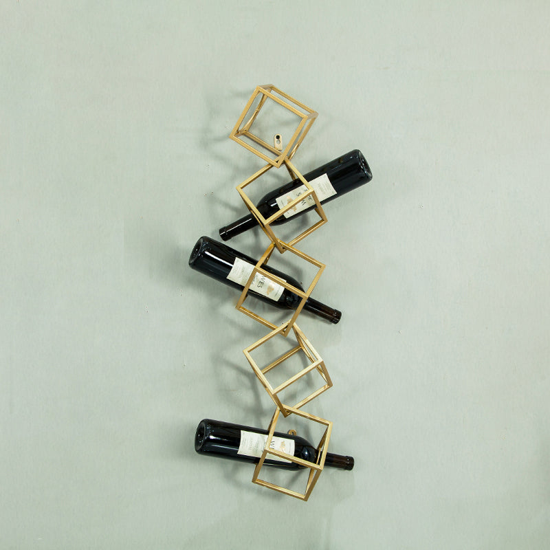 Glam Wall Mounted Wine Rack Bottle Metal Bottle Holder in Gold