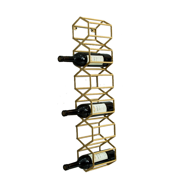 Glam Wall Mounted Wine Rack Bottle Metal Bottle Holder in Gold