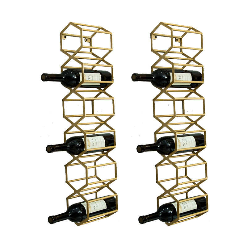 Glam Wall Mounted Wine Rack Bottle Metal Bottle Holder in Gold